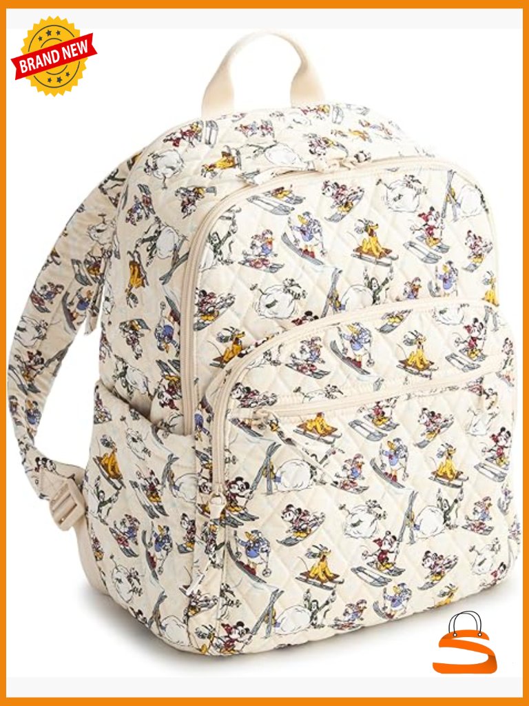 Disney Cotton Quilted Laptop Backpack, Premium Ski Mickey